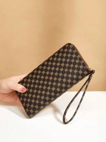 时尚印花女士钱包 钱包 长款钱包 腕带钱包 - 咖啡棕 - 查看 3