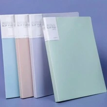 A4莫蘭迪資訊手冊夾透明插片多層音樂成績單測試紙夾活頁文件夾(30頁) - 紫色 - 查看 4