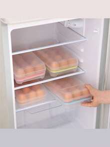 1pc 15-grids Kitchen Refrigerator Egg Storage Box Plastic Portable Food Organizer Container, Random Color - Multicolor - View 2