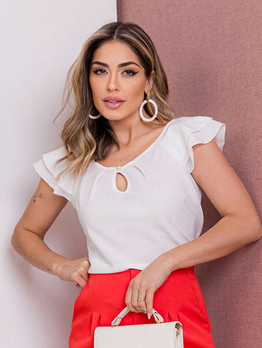 Women Blouses - 白色 - 查看 1