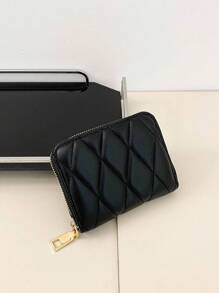 1pc Solid Color Stitched Design Short Zipper Wallet For Daily Use Date Present Card Holder Wallet Business Card Holder Credit Card Holder Women For Women Wallet Mini Wallet Purse Wallet Card Wallet
