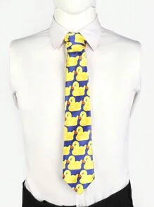 1pc Chinese Style Yellow Duck Printed Necktie For Men Casual,School Men Necktie - Multicolor - View 3