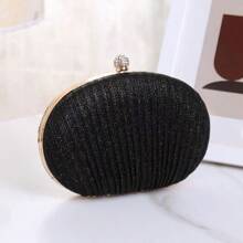 Ladies' Evening Bag With Rhinestone Decoration - Black - View 1