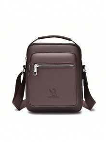 男士復古皮革斜背包防水公文包商務休閒單肩包適合通勤和商務場合