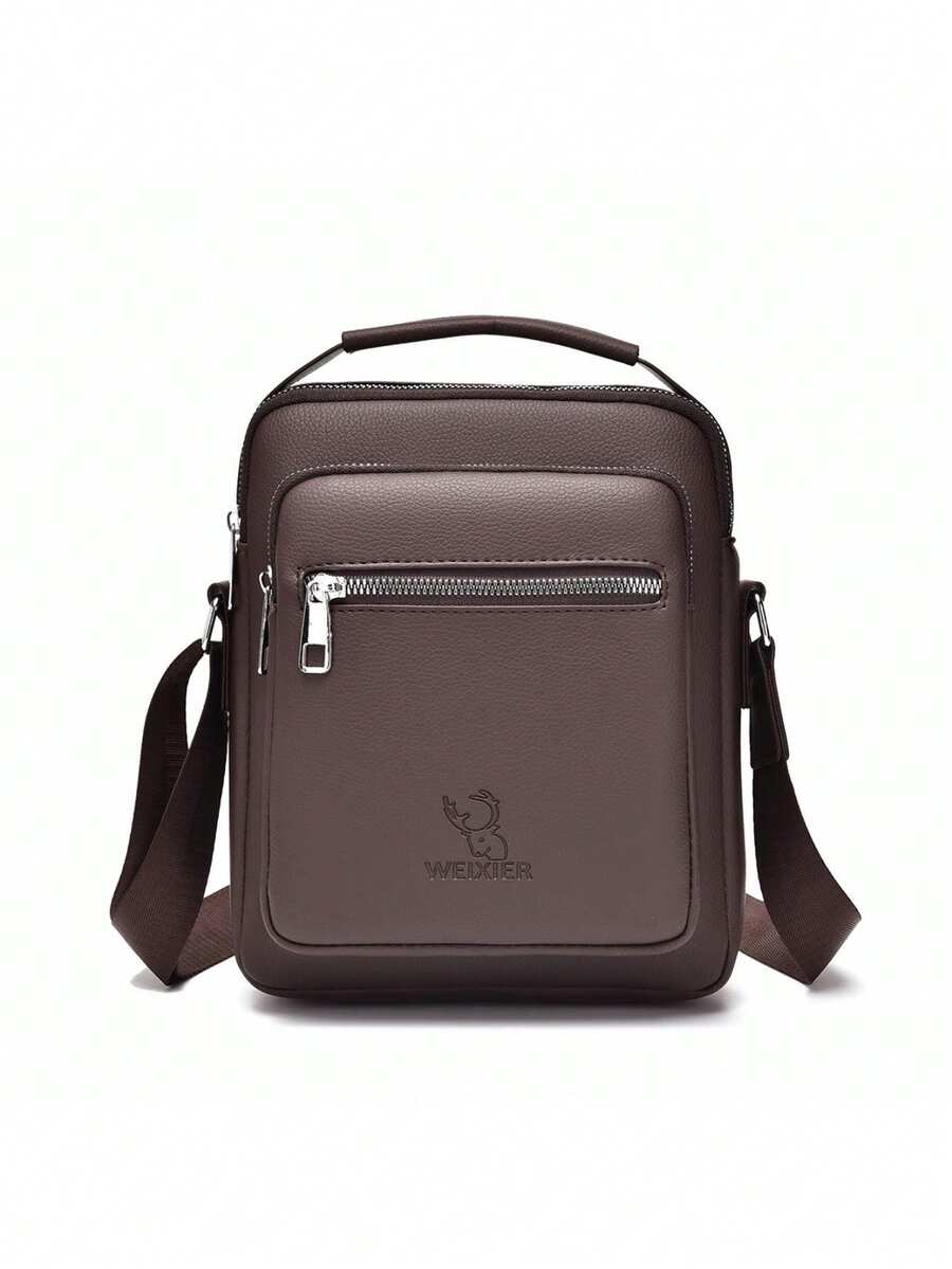 男士復古皮革斜背包防水公文包商務休閒單肩包適合通勤和商務場合