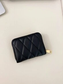 1pc Solid Color Stitched Design Short Zipper Wallet For Daily Use Date Present Card Holder Wallet Business Card Holder Credit Card Holder Women For Women Wallet Mini Wallet Purse Wallet Card Wallet