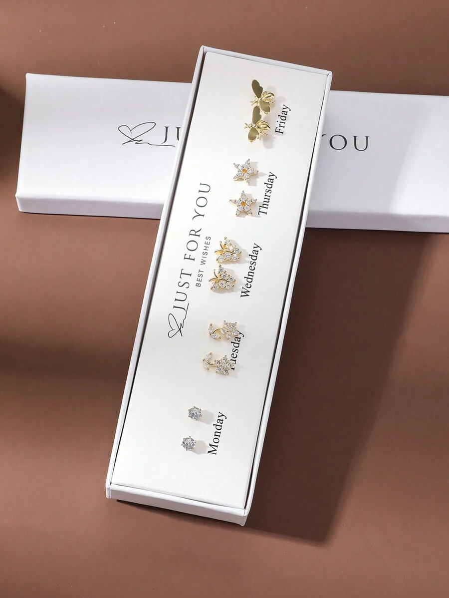 Hihho 10 szt./zestaw Nowości  Modny & Klasyczny wzór Kolorowe Sześcian Kolczyki sztyfty Dla kobiet , Pudełko na prezent Pakiet