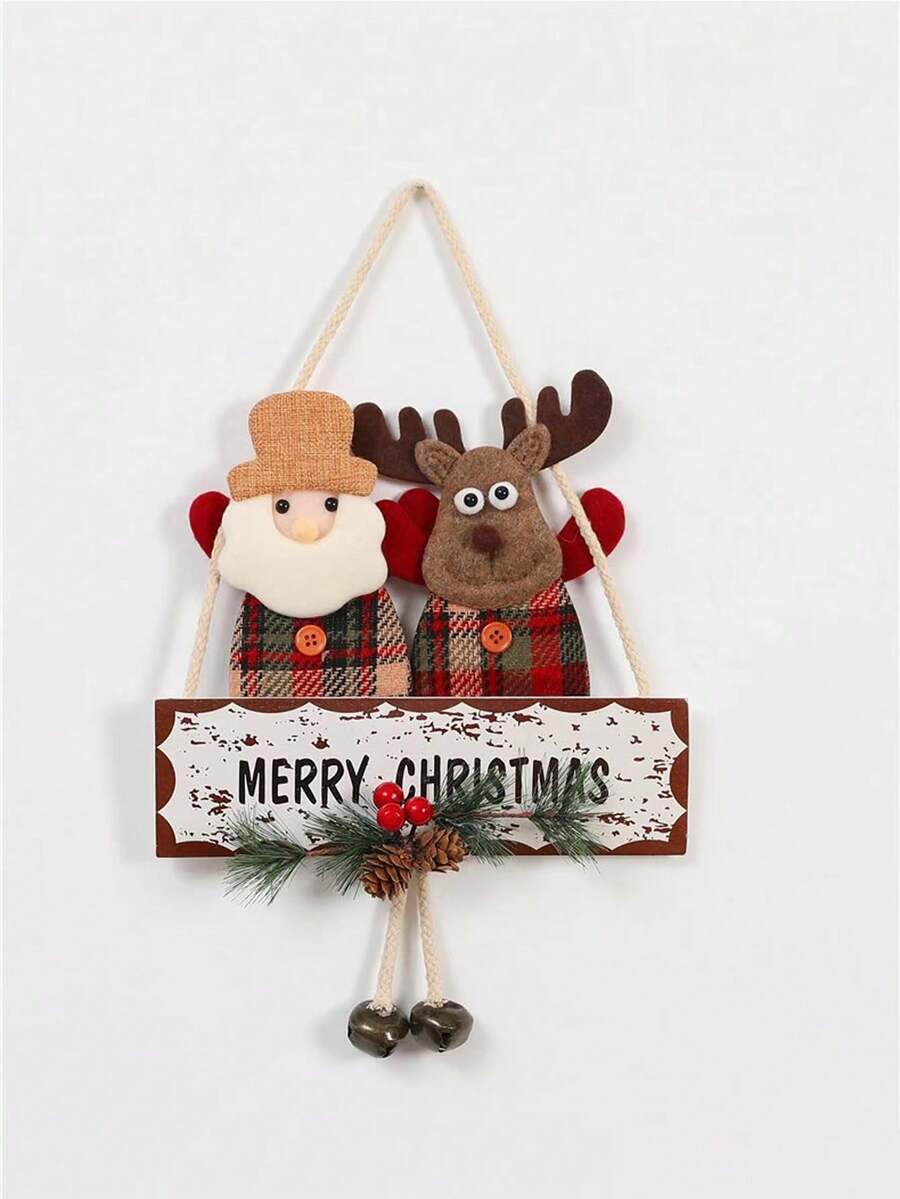 1 件聖誕裝飾門掛創意老人、雪人、馴鹿、鐘窗吊墜家居場景裝飾節日禮物