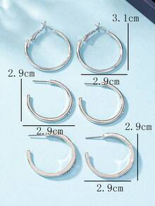 1pair Simple Classic Full Rhinestone Women'S Stud Earrings - Hoop - View 5