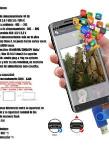 Memoria Usb Pendrive Flash Drive 64gb 2en1 Tipo C + Usb 3.0 - Azul - Ver 9