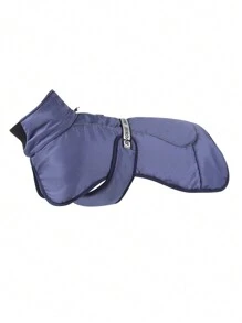 1pc Dog Winter Jacket Waterproof Windproof Warm Coats With Harness Hole Reflective Snowsuit For Cold Weather Outdoor Activities - Navy Blue - View 3