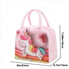 1pc Kids Portable Lunch Box Bag With Cute 3d Pattern, Thermal Insulation Bag