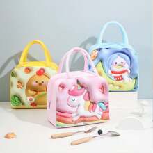 1pc Kids Portable Lunch Box Bag With Cute 3d Pattern, Thermal Insulation Bag