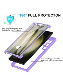 1pc Purple Transparent Acrylic Non-Slip Full Coverage Protective Case Compatible With Samsung Compatible With Iphone Compatible With Redmi Compatible With Xiaomi Compatible With Oppo Compatible With Realme Compatible With Vivo Compatible With Pixel And Other Mobile Phones - Mauve Purple - View 2