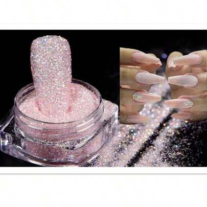 1 Box Shiny Nail Sugar Glitter Powder Pigment Light Pink 3D Acrylic Flowers Design Candy Color Dust Nails Art Decoration DIY Nail Charms Nail Gems Nail Supplies