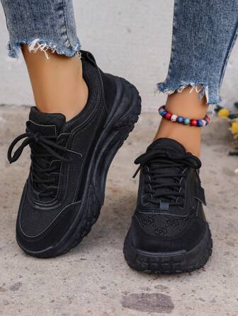 1pair Sporty And Comfortable Women's Casual Shoes With Floral Design On Front Zipper, Pu Material Low-top Skateboard Shoes For Outdoor Activities, Student Sports Shoes