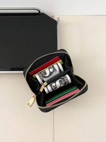 1pc Solid Color Stitched Design Short Zipper Wallet For Daily Use Date Present Card Holder Wallet Business Card Holder Credit Card Holder Women For Women Wallet Mini Wallet Purse Wallet Card Wallet