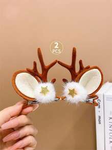 2入組可愛的兒童卡通聖誕節髮夾