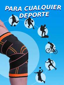 Elastic Adjustable Sports Compression Knee Pad. High Resistance - Black - View 4