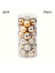 24pcs Gold 3cm Christmas Tree Decorations Set Electroplated Plastic Balls - Gold - View 5
