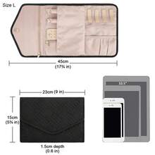 旅行珠寶收納卷,可折疊珠寶盒,輕盈珠寶收納袋,適用於戒指,項鍊,手鐲,耳環等日常珠寶。女性的聖誕禮物