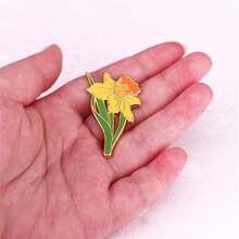 黃色水仙徽章別針,草本植物金屬胸針,女裝、包包、diy 裝飾工藝品、節日禮物 - 黃色 - 查看 2