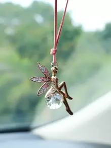1 pieza Decoración colgante para interior de auto con bola de cristal rosa de hada