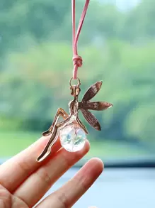 1 pieza Decoración colgante para interior de auto con bola de cristal rosa de hada