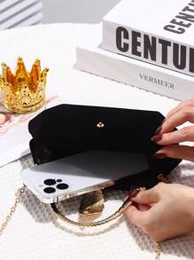 Fashionable Square Handbag With Rhinestone Hardware, Suitable For Party, Banquet, Birthday Gift, Cocktail Or Wedding Attire, Includes Handles And Detachable Shoulder Strap