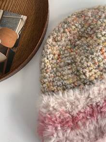 1 Miếng Nhiều màu Dopamine Mũ len Đối với phụ nữ , Mùa thu & Mùa Đông , Ấm áp Và Dày , Tai Sự bảo vệ , Mặt Sự bảo vệ , Đan chunky Mũ nồi , Pom Pom Mũ Beanies - Hồng - Xem 4