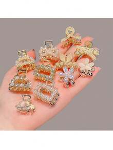 2023 New Arrival Mini Hair Clip For Half Ponytail, With Rhinestone And Pearl Decorations Suitable For Everyday Use - Multicolor - View 5