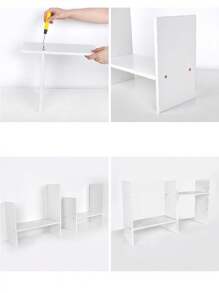 1個白色木塑桌面儲物架,適用於辦公室、學校、宿舍房間桌面,適用於組織和儲存書籍、文具、手工藝品和其他物品