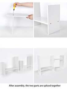 1個白色木塑桌面儲物架,適用於辦公室、學校、宿舍房間桌面,適用於組織和儲存書籍、文具、手工藝品和其他物品