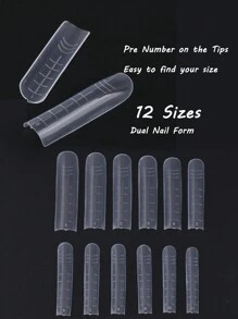 48 Piezas Molde De Extensión Rápida Clara De Doble Forma Para Uñas Para Poli Uv Gel 12 Tamaños De Punta De Ataúd Molde Para Uñas Reutilizable Accesorios Para Moldes De Puntas De Uñas De Media Cubierta De Uñas Falsa Molde De Uñas Para Mezcla De Gel Y Uñas Acrílicas Hacer Bricolaje En Casa