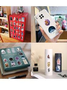 60Pcs  Merchandise Stickers Pack, Book Graphic Vinyl Waterproof Sticker Decals for Water Bottle,Skateboard,Laptop,Phone,Journaling,Scrapbooking - Blue - View 8