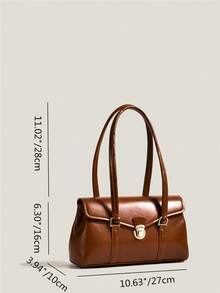 Vintage Solid Color Fashion Shoulder Bag - Brown - View 5