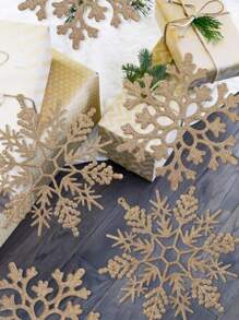 10入組圣誕節裝飾雪花,金色塑料雪花掛繩,節日窗飾,4英寸/10厘米大塑料閃光雪花,冬季室內外圣誕樹窗戶房間裝飾雪花工藝,閃亮的雪花飾品,閃亮的圣誕樹裝飾雪花,適用於婚禮,感恩節,新年派對 - 金色 - 查看 1