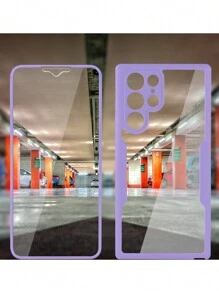 1pc Purple Transparent Acrylic Non-Slip Full Coverage Protective Case Compatible With Samsung Compatible With Iphone Compatible With Redmi Compatible With Xiaomi Compatible With Oppo Compatible With Realme Compatible With Vivo Compatible With Pixel And Other Mobile Phones - Mauve Purple - View 8