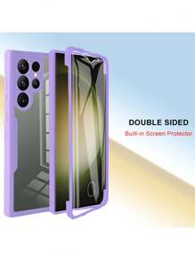 1pc Purple Transparent Acrylic Non-Slip Full Coverage Protective Case Compatible With Samsung Compatible With Iphone Compatible With Redmi Compatible With Xiaomi Compatible With Oppo Compatible With Realme Compatible With Vivo Compatible With Pixel And Other Mobile Phones - Mauve Purple - View 6