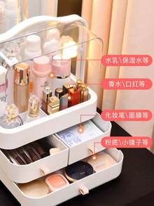 Decorative Stackable Plastic Makeup Organizers For Bathroom Vanity Countertop Cabinet, Easy Access Cosmetic Storage, 3 Drawer Unit - White - View 5
