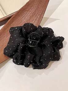 1 Pieza Pinza De Pelo Elegante Con Decoración De Malla De Red Y Diamantes De Imitación Perfecta Para Fiestas Y Celebraciones - Negro - Ver 2