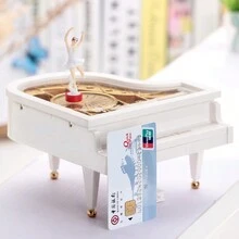Bonita caja musical de cuerda en forma de piano con figura de bailarina. - Blanco - Ver 3