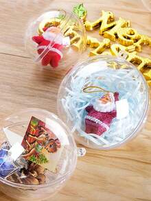 5入組8公分透明塑膠球,中空圓球,節日掛飾適用於聖誕樹、禮物、牆壁,非常適合聖誕派對裝飾