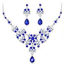 女士婚禮珠寶套裝,時尚奢華鑲嵌鋁合金項鍊和耳環,適用於派對