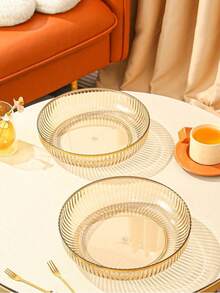 1pc Round Transparent Acrylic Fruit Platter, Suitable For Living Room Fruit Display - Champagne - View 4