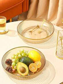 1pc Round Transparent Acrylic Fruit Platter, Suitable For Living Room Fruit Display - Champagne - View 3