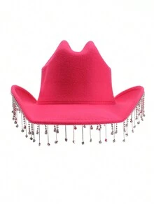 Sombrero de vaquero clásico enrollado con acabado - Rosa - Ver 5
