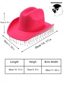 Sombrero de vaquero clásico enrollado con acabado - Rosa - Ver 2