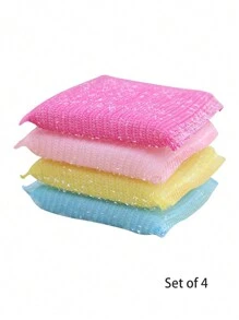 4pcs/pack Randomly Sent New Arrival Sponge Kitchen Clean Dishcloth Non-stick Oil Cleaning & Colorful Cleaning Cloth - Multicolor - View 1