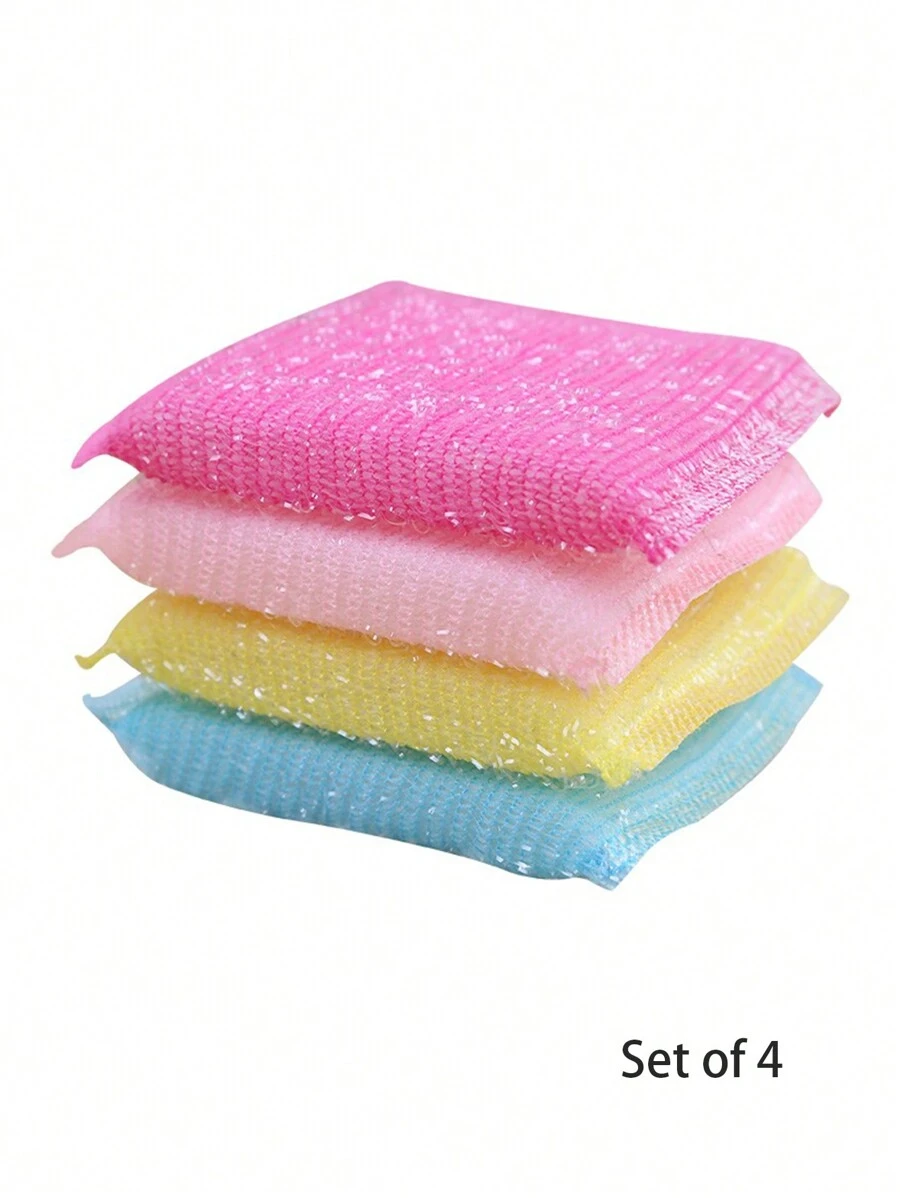 4pcs/pack Randomly Sent New Arrival Sponge Kitchen Clean Dishcloth Non-stick Oil Cleaning & Colorful Cleaning Cloth - Multicolor - View 1